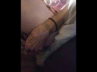 Sissy faggot shemale gets hard from putting in a tampon (faggot)